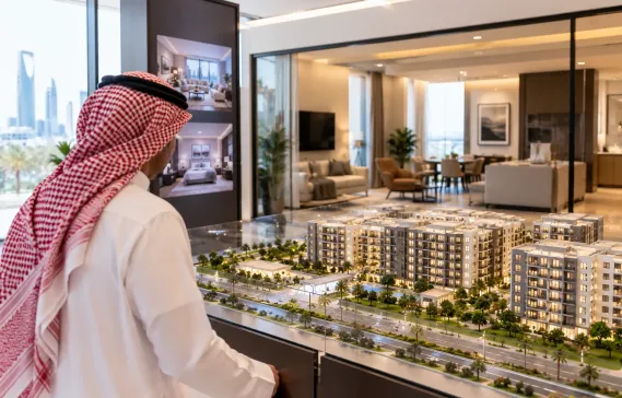 Preview of the model apartment and the property scale model before purchase