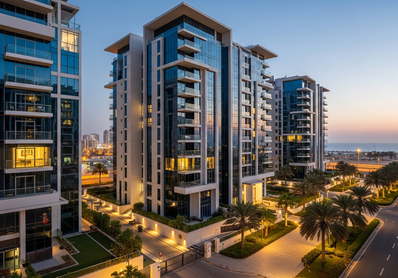 Appartements de luxe à vendre à Khobar avec façade en verre moderne et vue exceptionnelle sur la ville