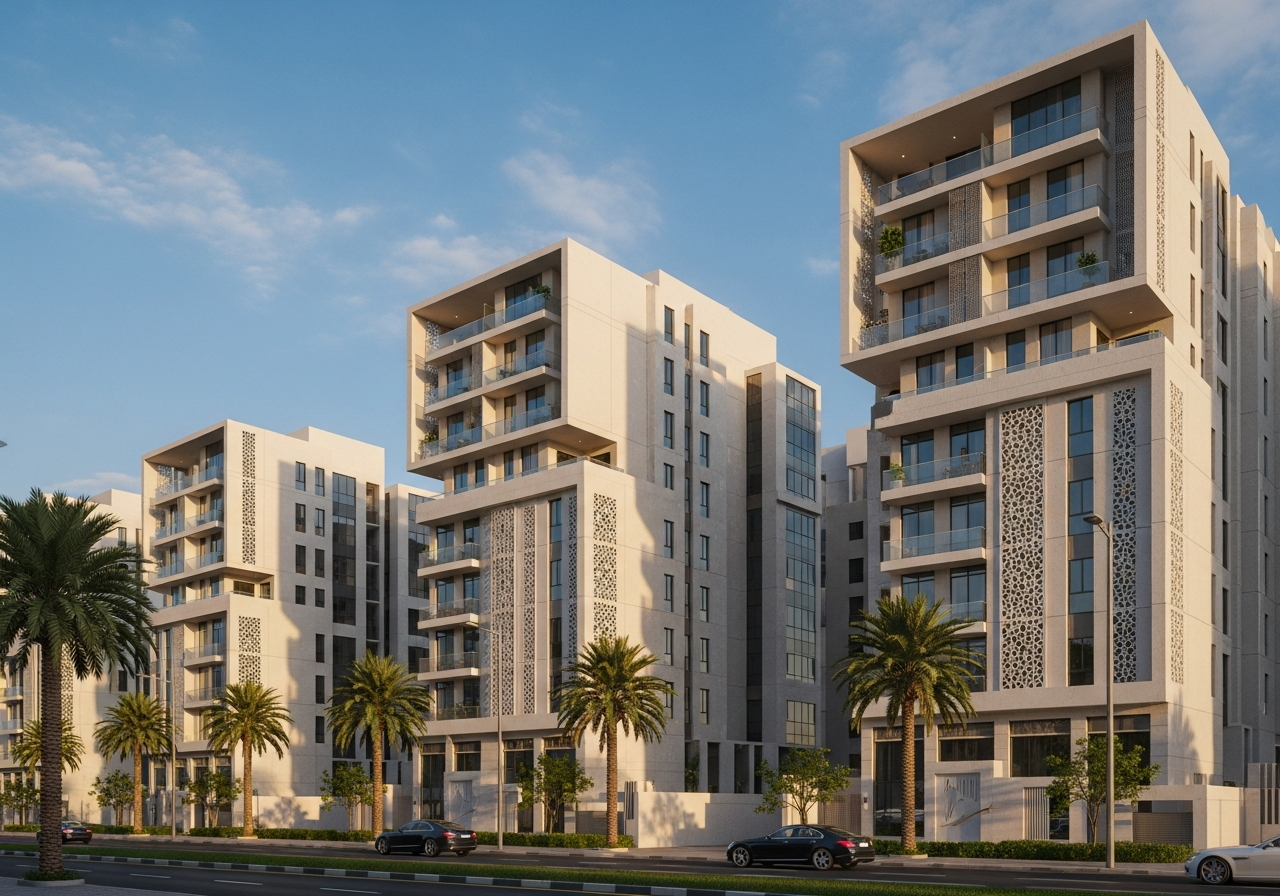 Modern apartments for sale in Al Nada district north of Riyadh within an integrated residential complex for real estate investment