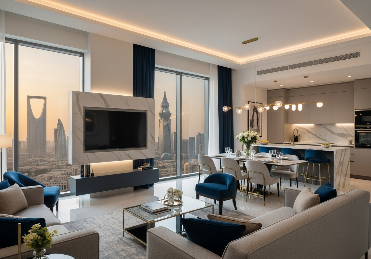 Hotel apartments for sale by installments in a modern tower in Riyadh as a distinguished investment option