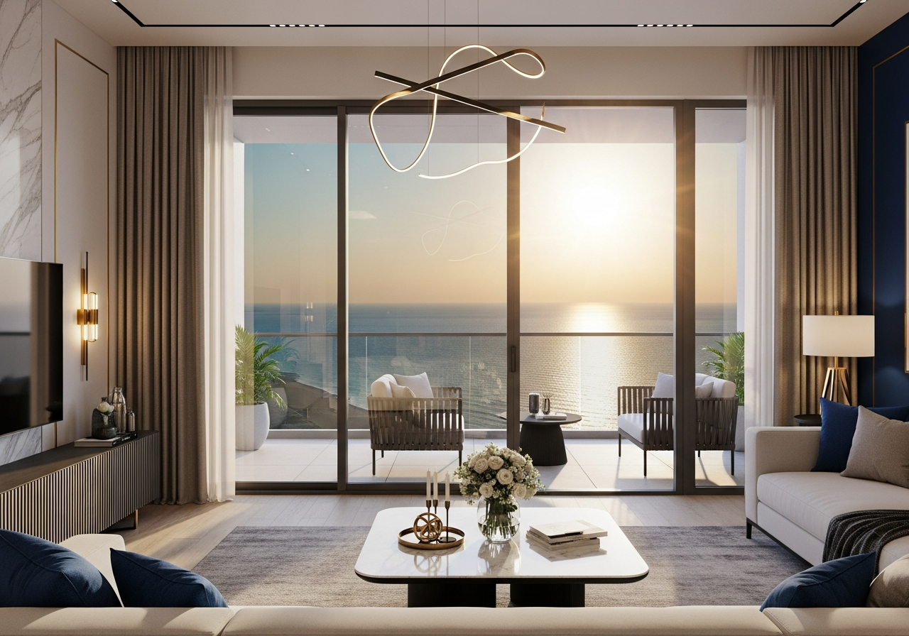 Cidde'de Kızıldeniz kıyısında doğrudan deniz manzaralı lüks otel daireleri.