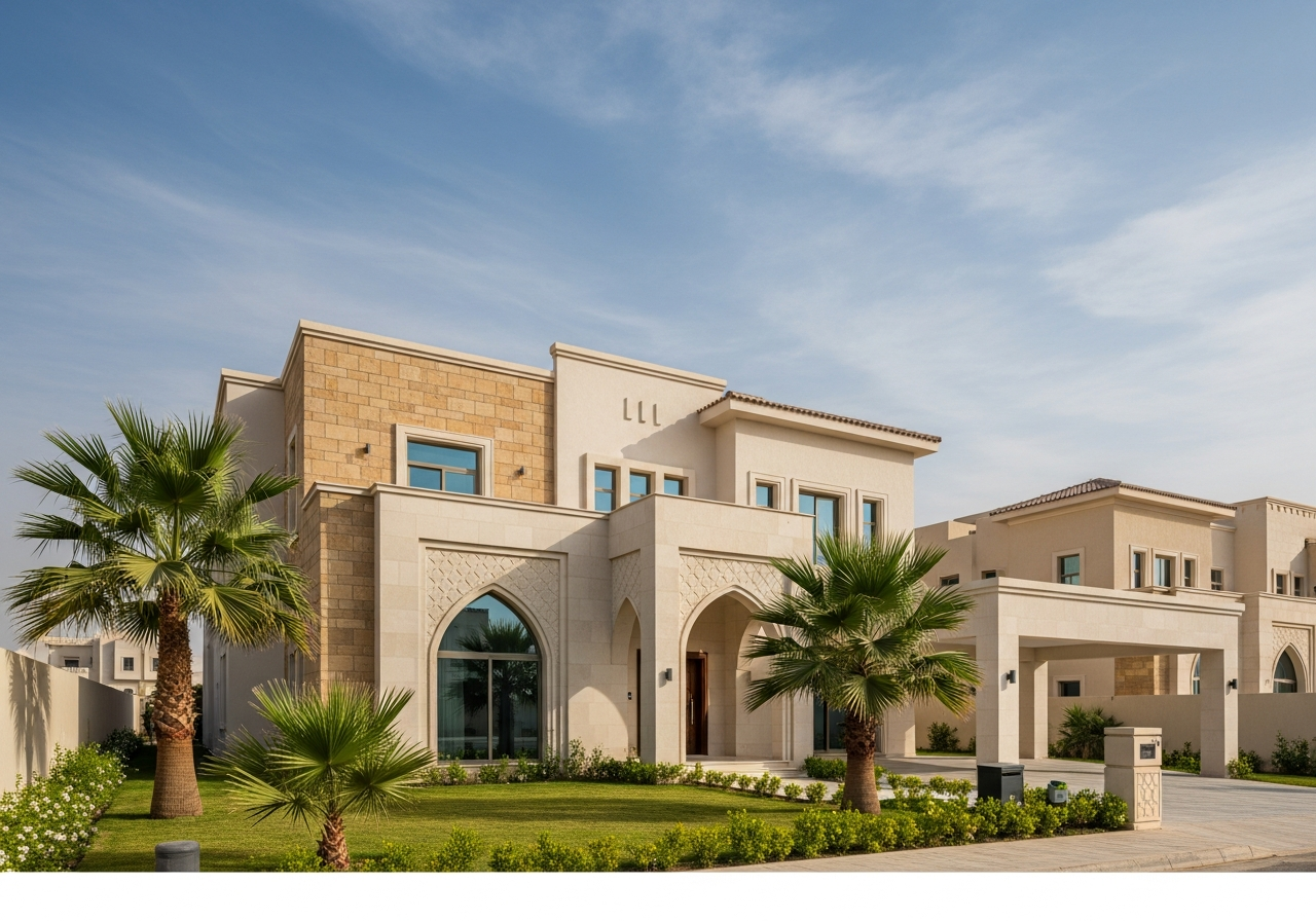 External image of a luxury ready-to-move-in house in Makkah highlighting the beauty of modern architectural design
