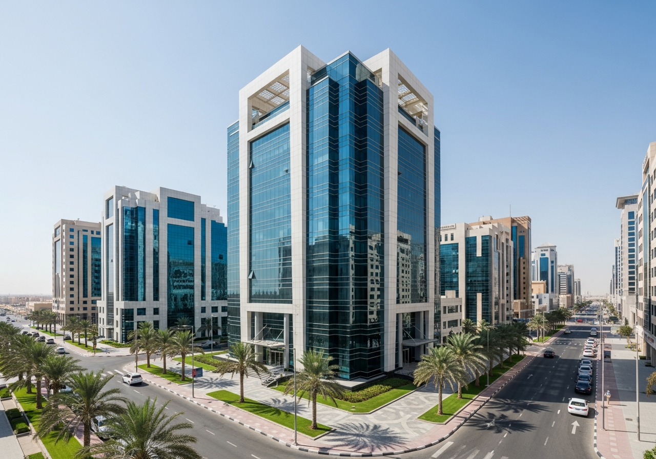 A modern luxury office in a Dammam tower highlighting promising commercial investment opportunities for foreigners