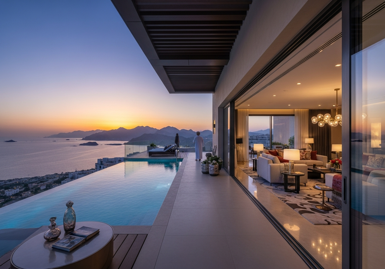 Luxury penthouse apartment for sale in Saudi Arabia featuring modern design and stunning panoramic views