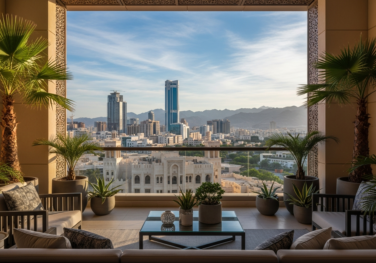 شقة بنتاهوس عصرية مع شرفة واسعة كنموذج للعثور على بنتاهوس رخيص للبيع في السعودية