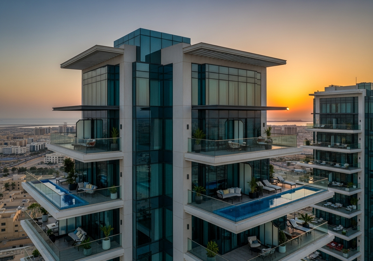 Dammam Suudi Arabistan’da taksitli satılık penthouse dairenin şık iç tasarımı