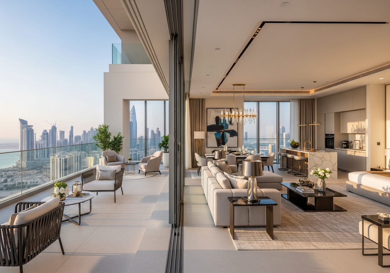Dammam’da modern tasarımlı ve deniz manzaralı lüks penthouse daire satışı