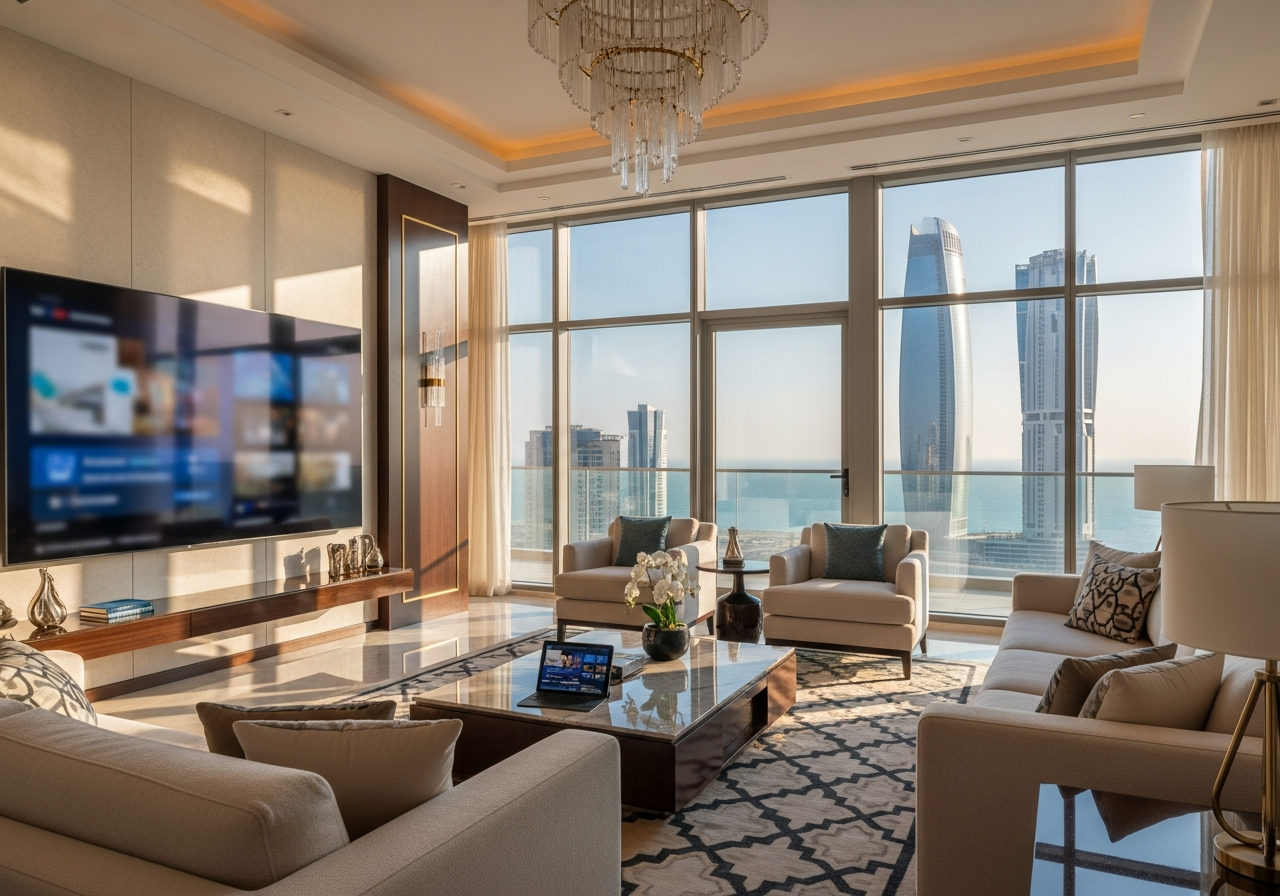 Smart penthouse apartment for sale in Jeddah featuring modern design and panoramic city views