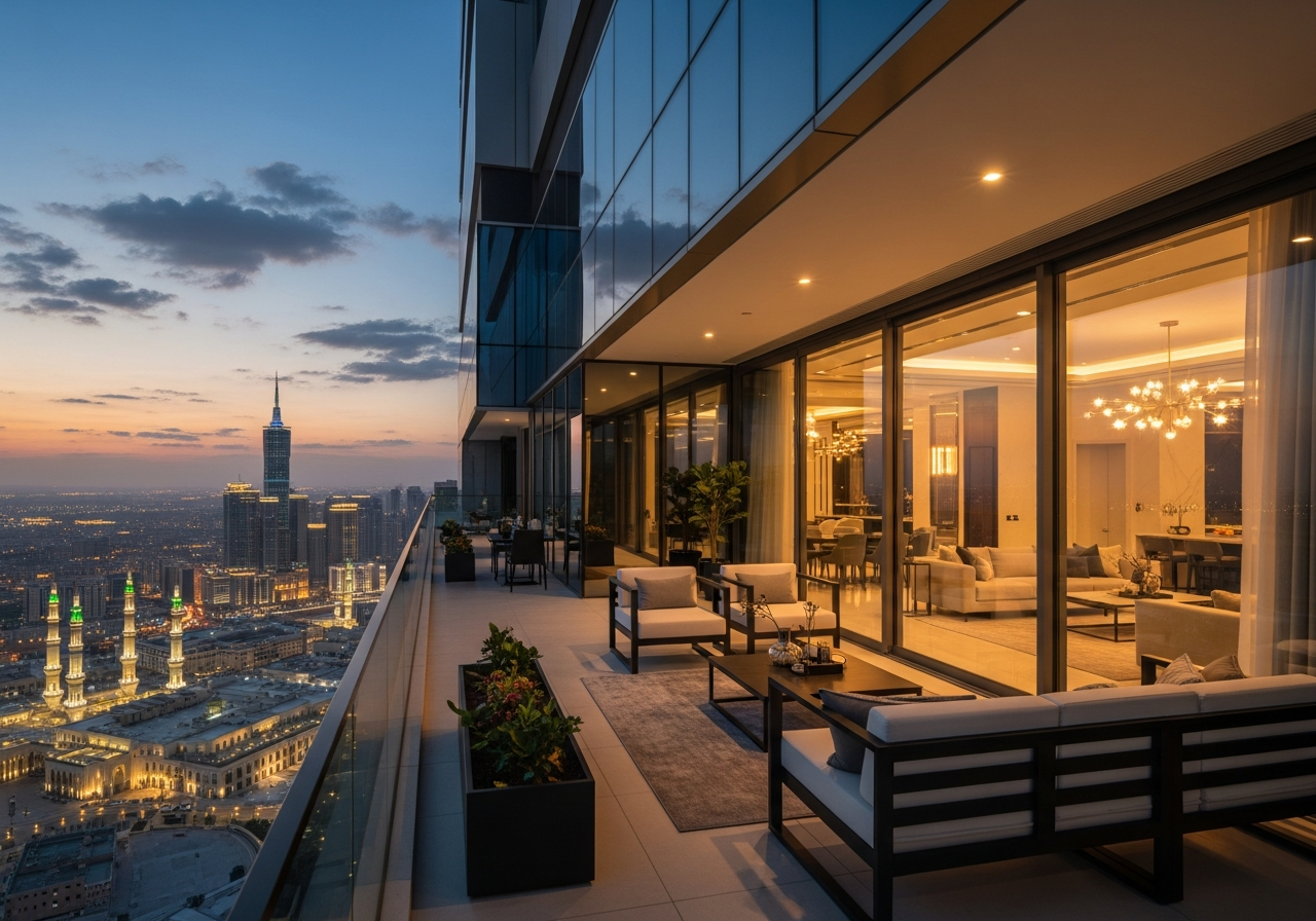 Luxury penthouse apartment for Imtilak sale in Al Madinah with modern finishes and wide views.