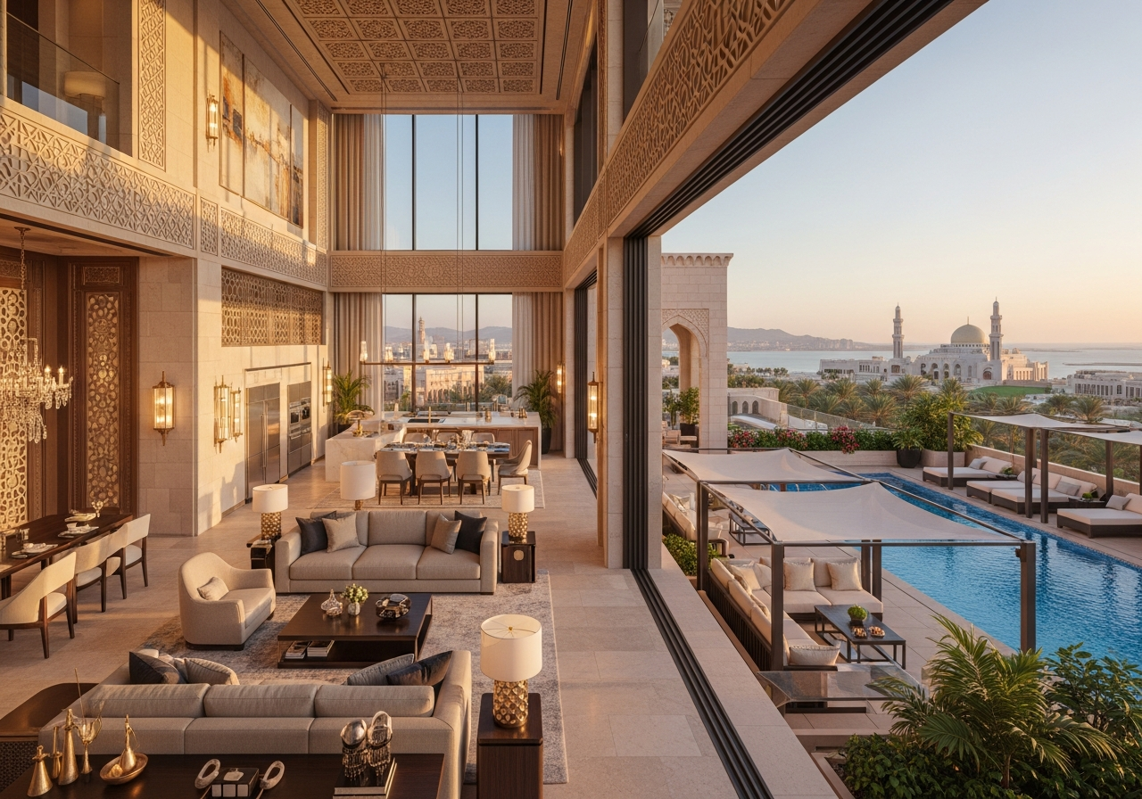 Appartement penthouse de luxe prêt à vendre en Arabie Saoudite sur le marché de la revente avec grande terrasse