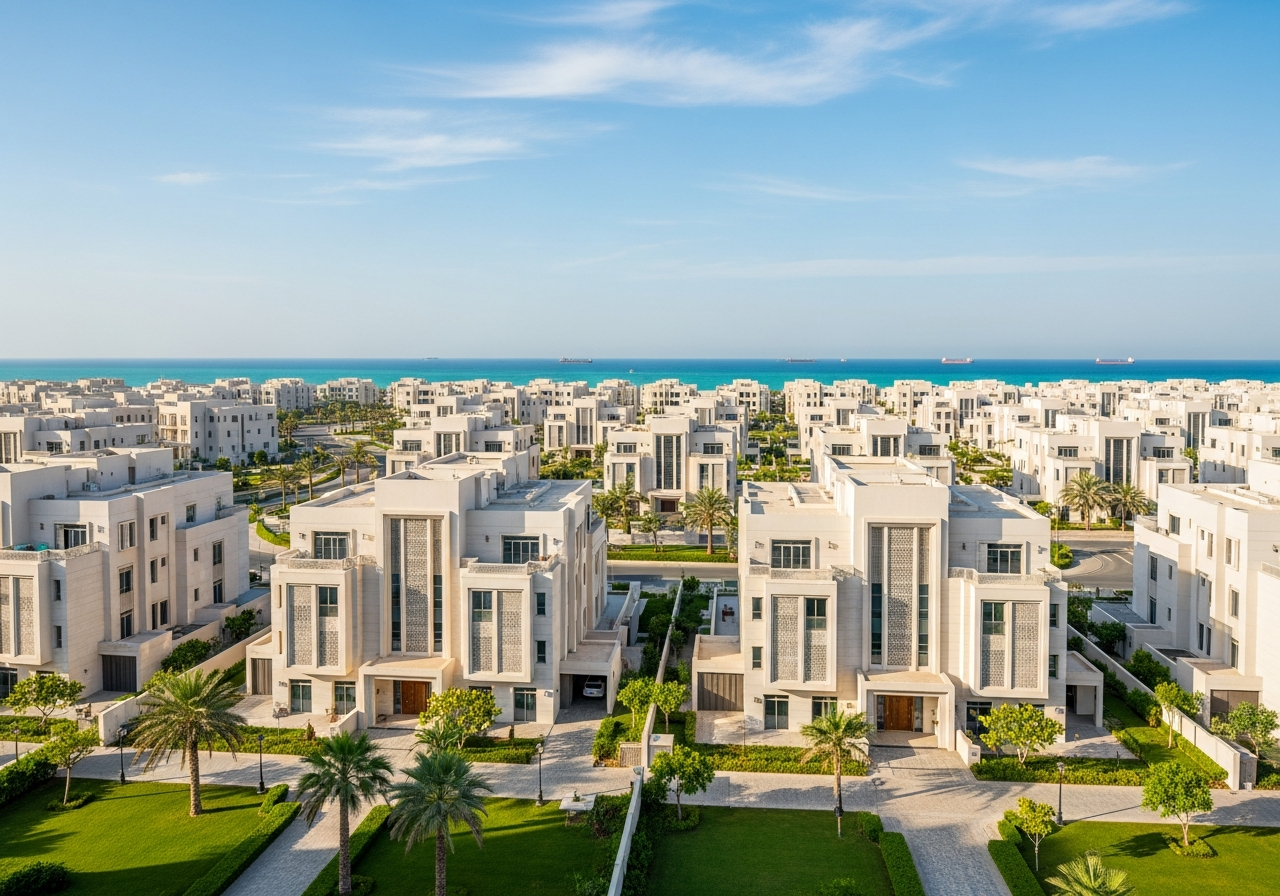 شقق سكنية عصرية ضمن مشروع عقارات تملك حر للبيع في الخبر بواجهات زجاجية حديثة