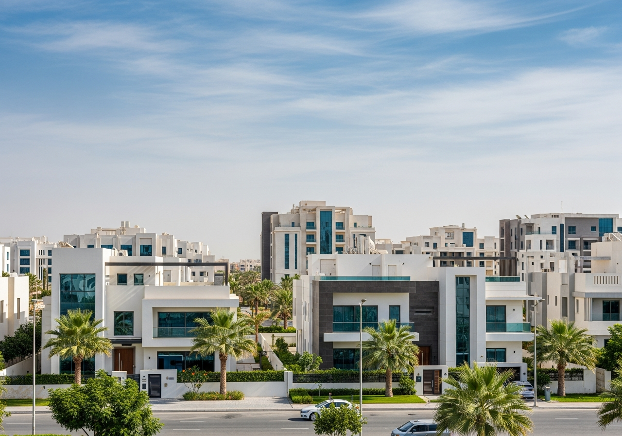 Façade d’un immeuble résidentiel moderne et design distinctif présentant un bien à vendre dans le quartier Al Safa à Djeddah