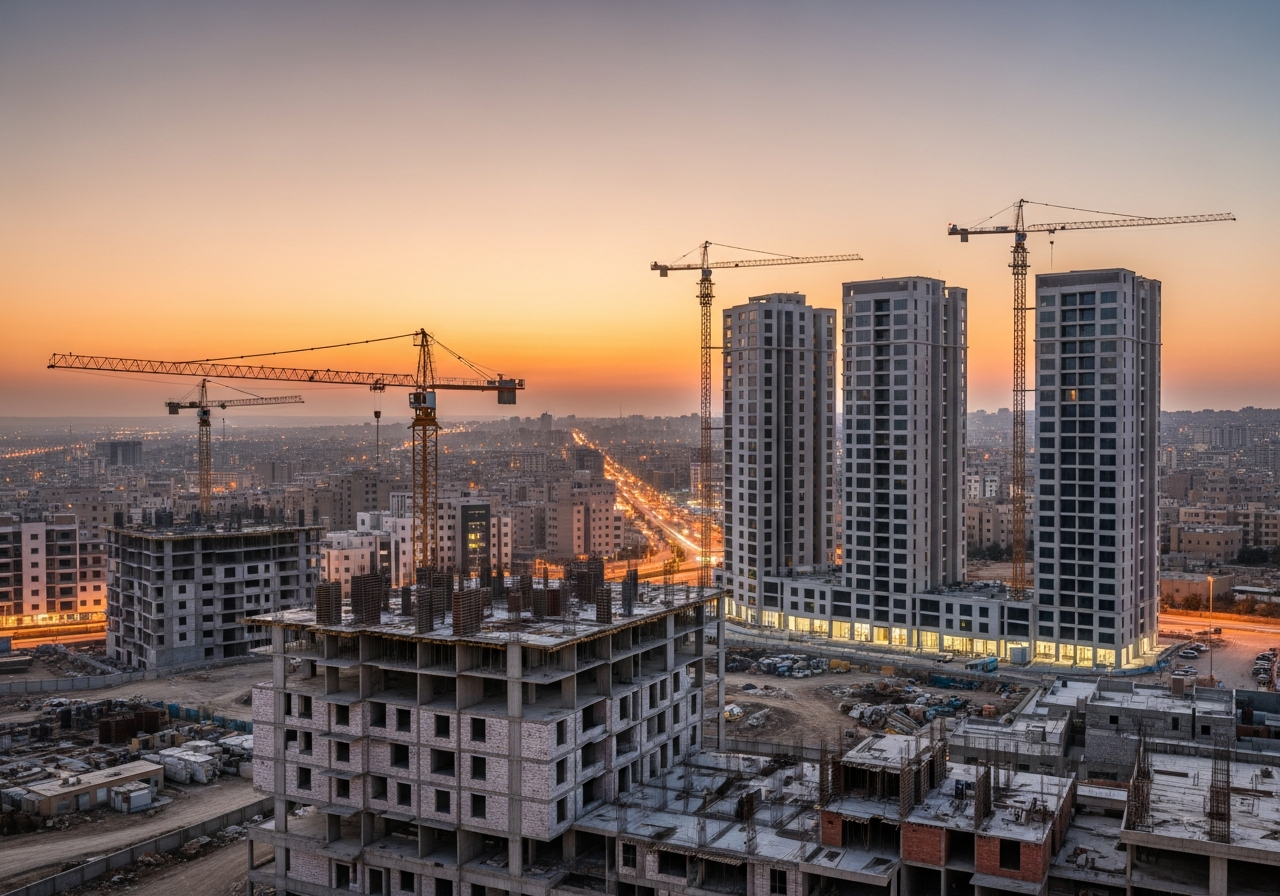 Interior design of a luxury residential project among under construction properties for sale in Saudi Arabia with modern finishes.