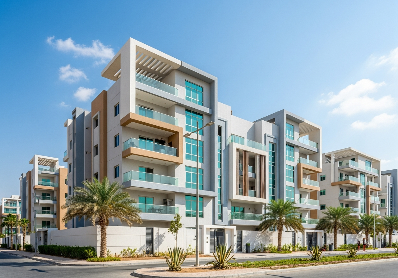 Front view of an independent residential floor for sale in a prestigious neighborhood in Dammam, Saudi Arabia among resale properties.