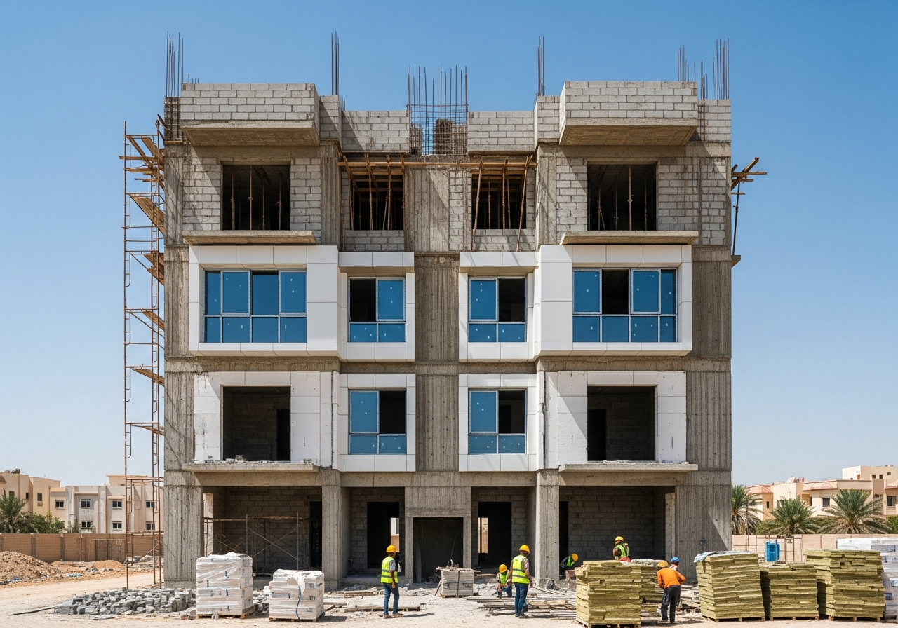Image montrant la conception d’un étage résidentiel indépendant en construction à Dammam, Arabie Saoudite, comme une opportunité d’investissement prometteuse.