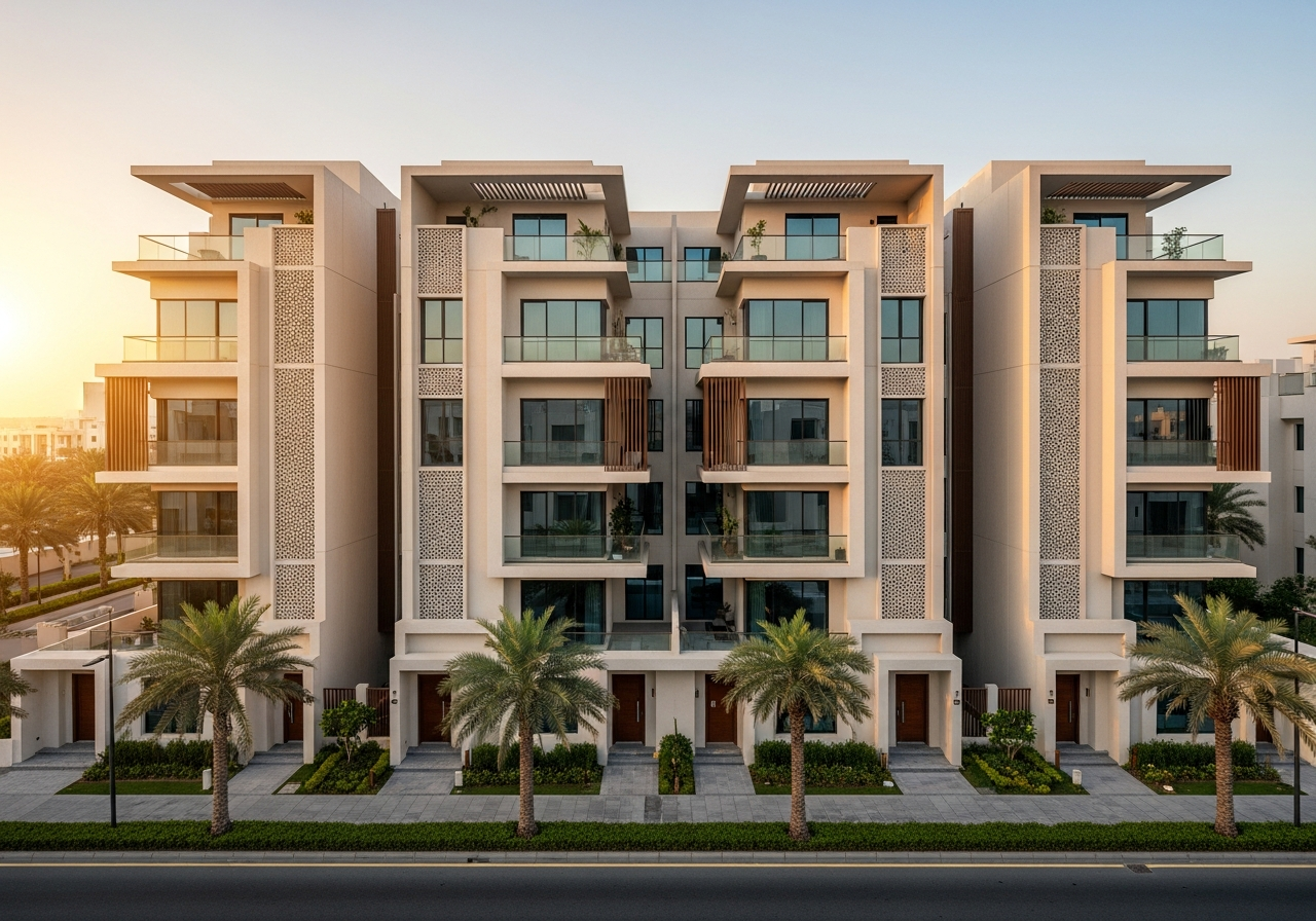 Facade of a luxurious independent residential floor offered for sale in installments in one of Saudi Arabia's upscale neighborhoods