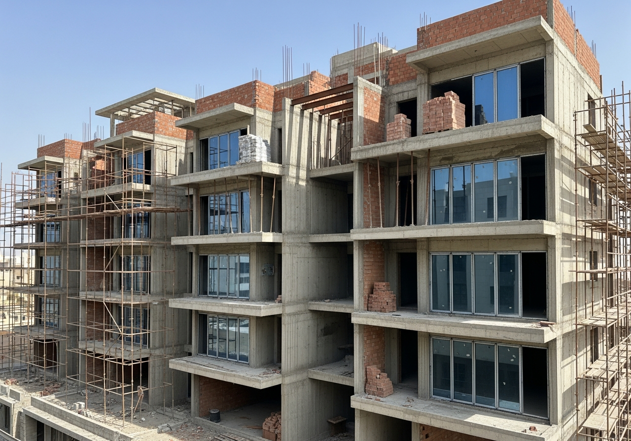 تصميم معماري حديث لأدوار سكنية مستقلة تحت الإنشاء للبيع في مدينة جدة السعودية