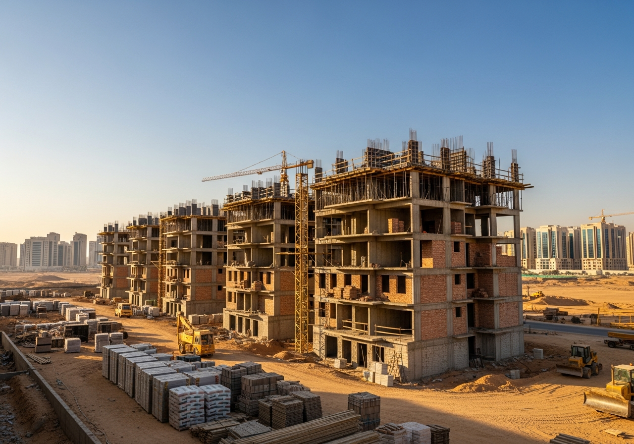Luxury residential floor under construction for sale in North Riyadh showing finishing quality and modern design
