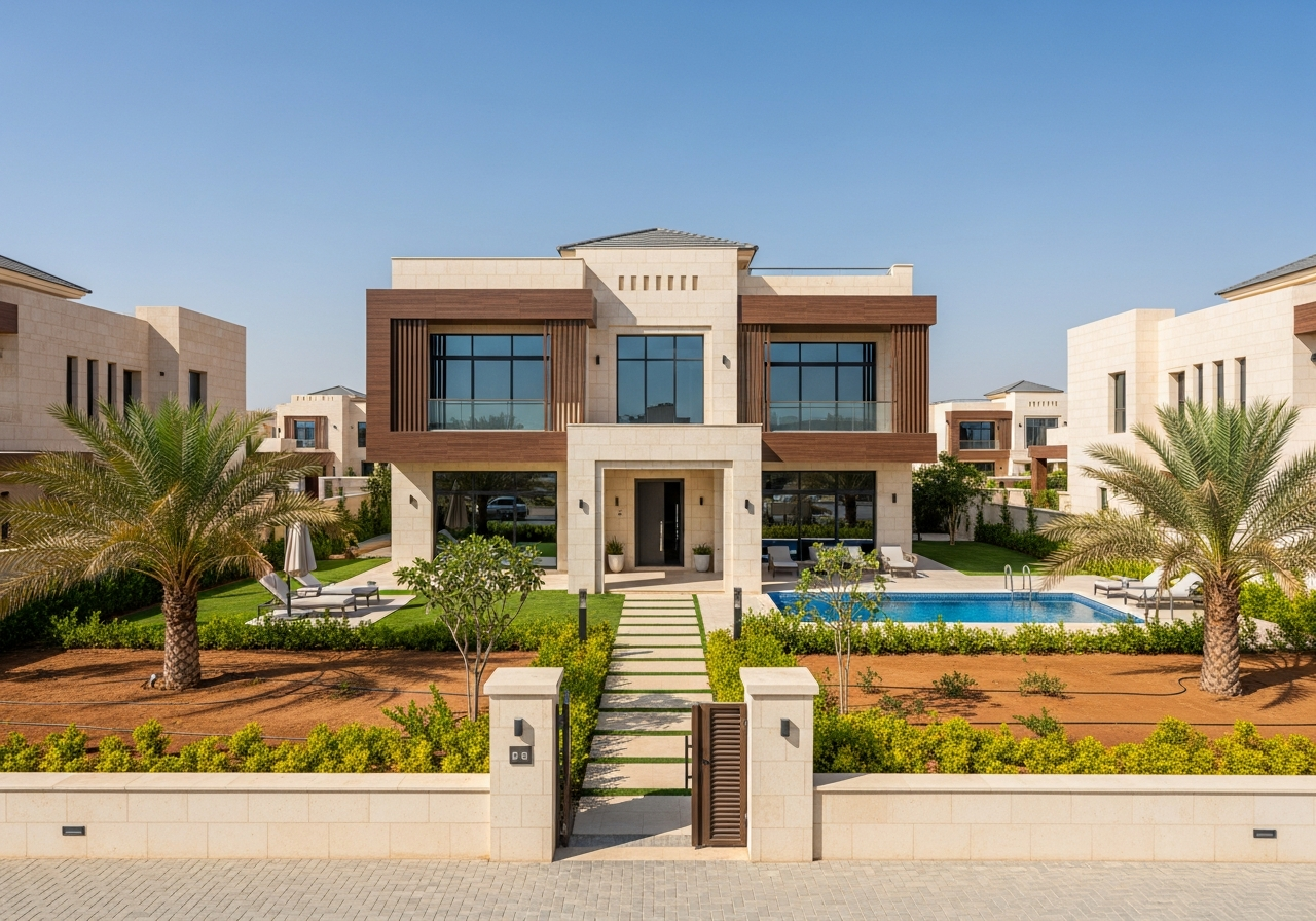 Villa résidentielle de luxe prête à emménager à vendre dans un quartier chic de la province d’Al-Ahsa, Arabie Saoudite.