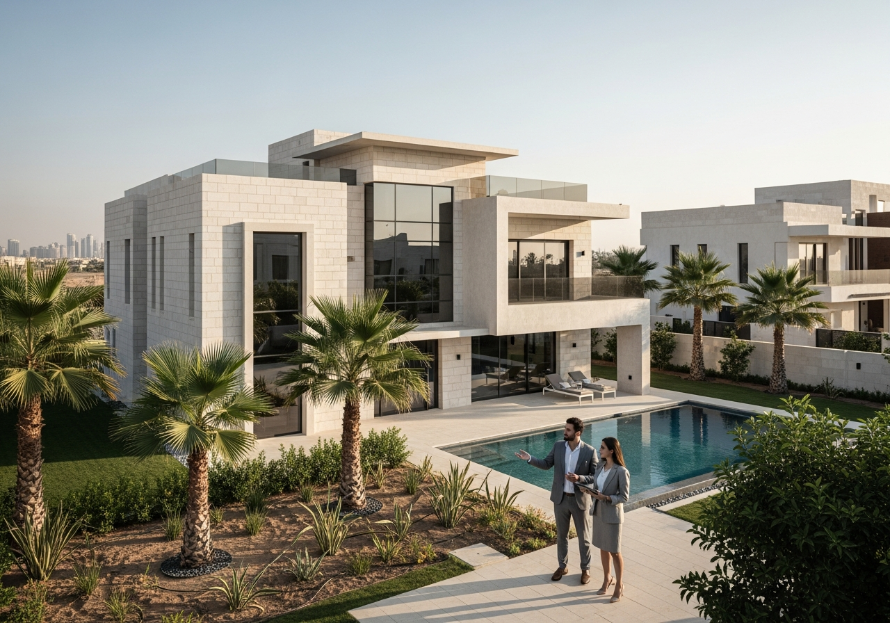 Modern villa exterior design for sale in Al Hamdaniyyah, Jeddah, reflecting luxury and promising real estate investment