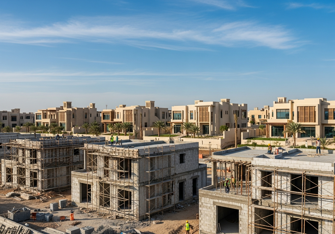 Medine'de modern bir konut planında inşaat aşamasında satılık villalar